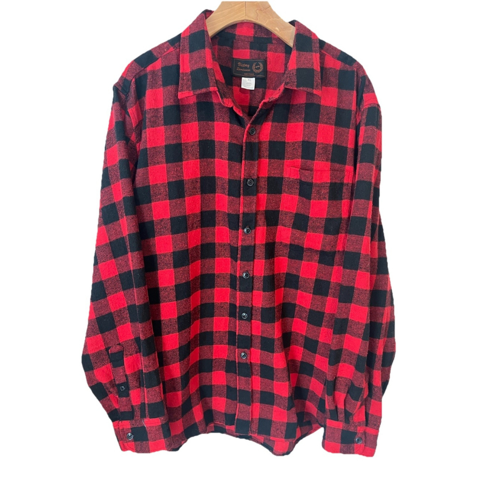 Victory Sportswear Mens Heavy Flannel Shirt XL Red Black